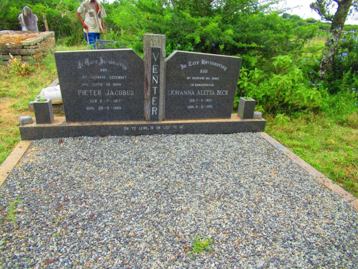 VENTER Pieter Jacobus 1917-1988 &amp; Johanna Aletta BECK 1922-1999
