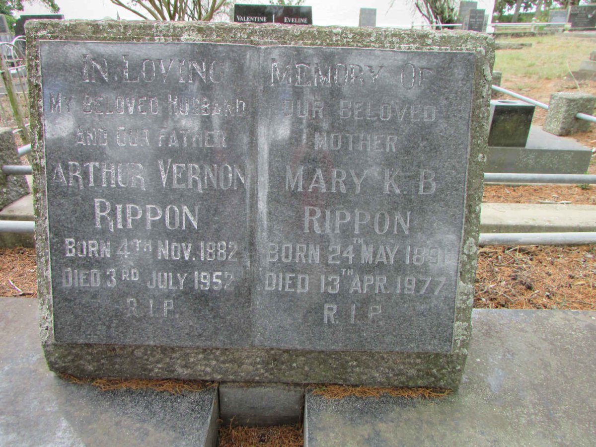 RIPPON Arthur Vernon 1882-1952 &amp; Mary K.B. 1891-1977