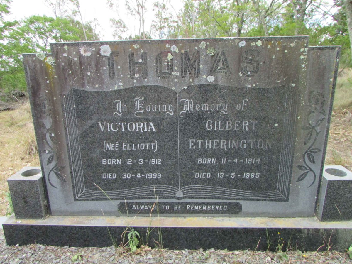 THOMAS Gilbert Etherington 1914-1985 &amp; Victoria ELLIOTT 1912-1999