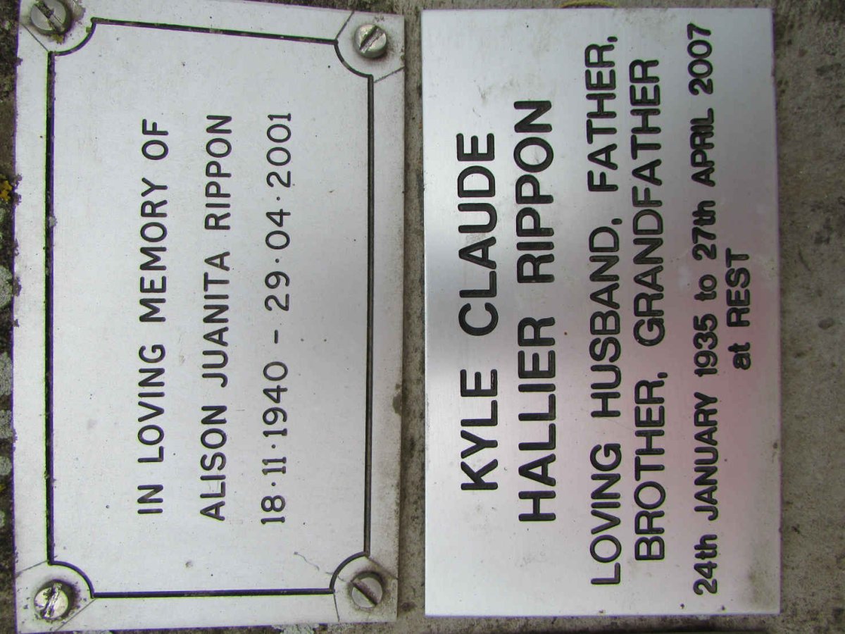 RIPPON Alison Juanita 1940-2001 :: RIPPON Kyle Claude Hallier 1935-2007