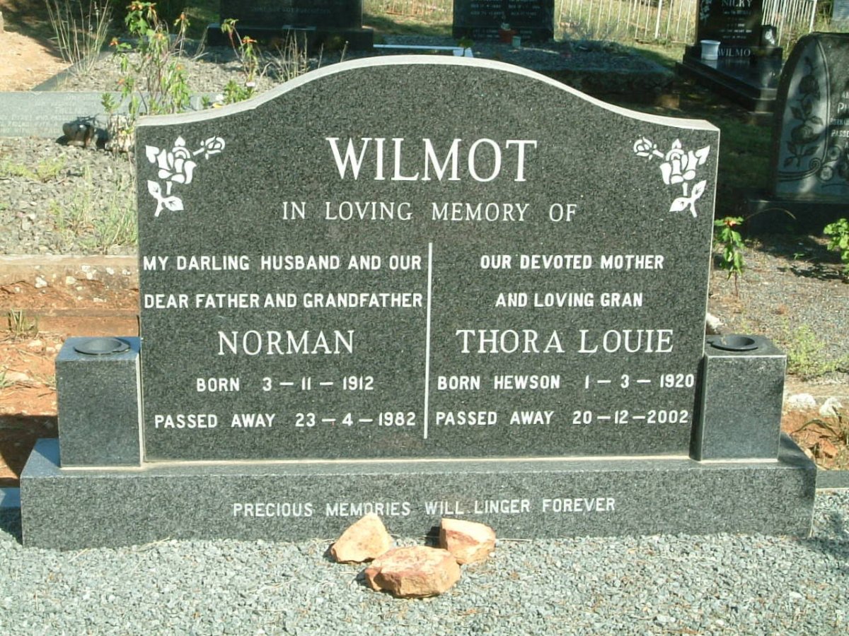 WILMOT Norman 1912-1982 &amp; Thora Louie 1920-2002
