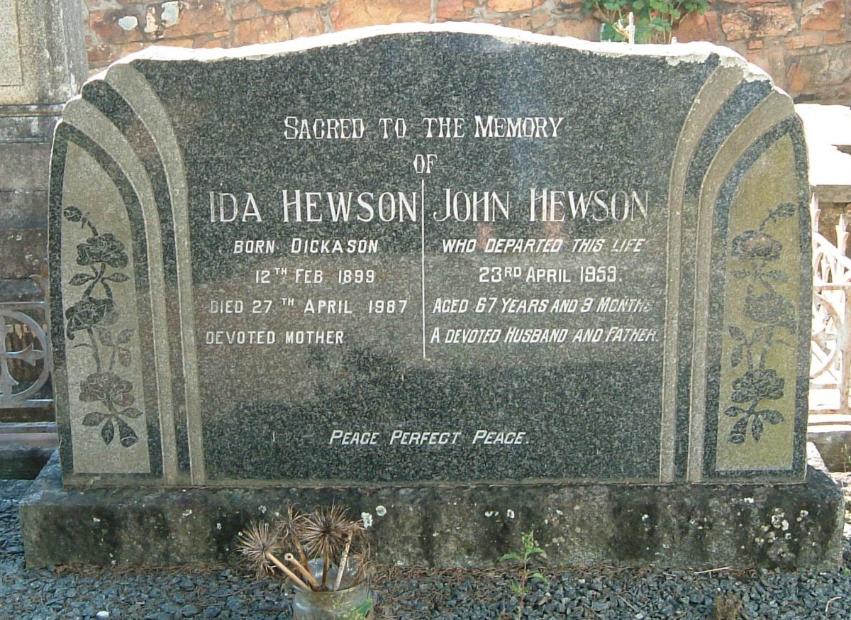 HEWSON John -1959 &amp; Ida DICKASON 1899-1987