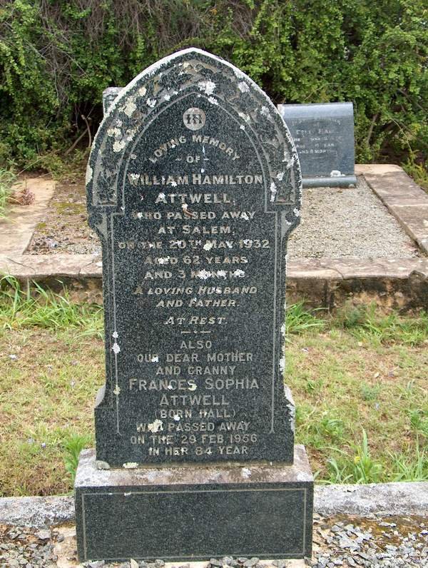 ATTWELL William Hamilton -1932 &amp; Frances Sophia HALL -1956