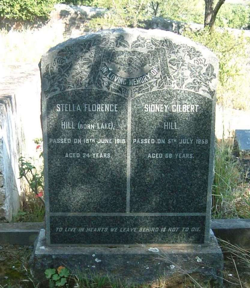 HILL Sidney Gilbert -1958 &amp; Stella Florence LAKE -1918