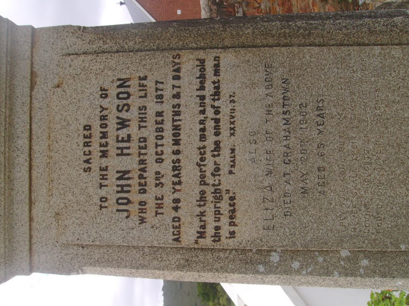 HEWSON John -1877 &amp; Eliza -1902