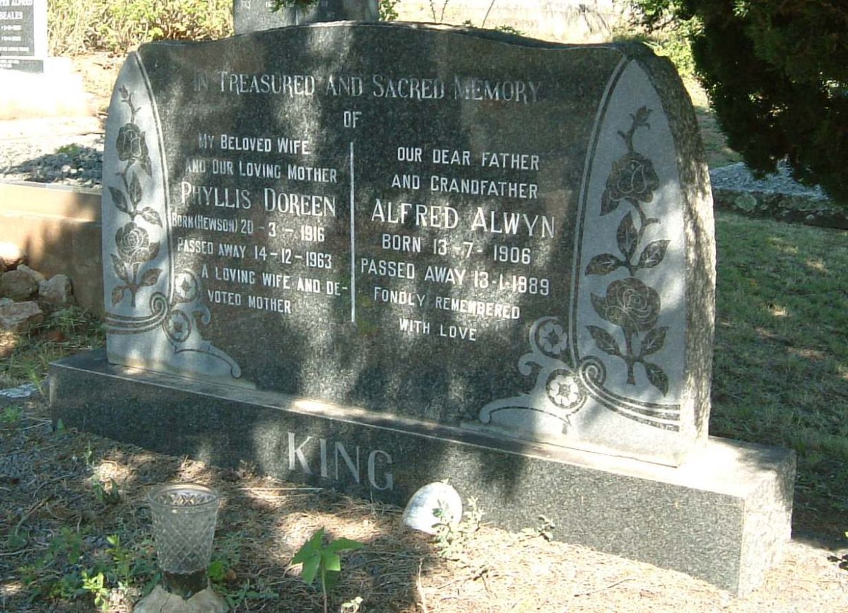 KING Alfred Alwyn 1906-1989 &amp; Phyllis Doreen HEWSON 1916-1963