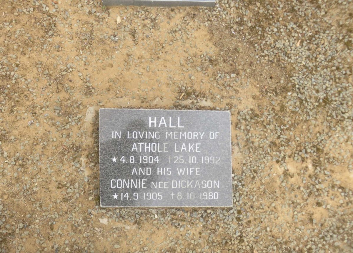 HALL Athole Lake 1904-1992 &amp; Connie DICKASON 1905-1980