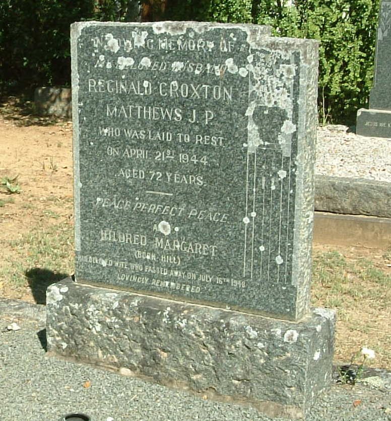 MATTHEWS Reginald Croxton -1944 &amp; Mildred Margaret HILL -1948