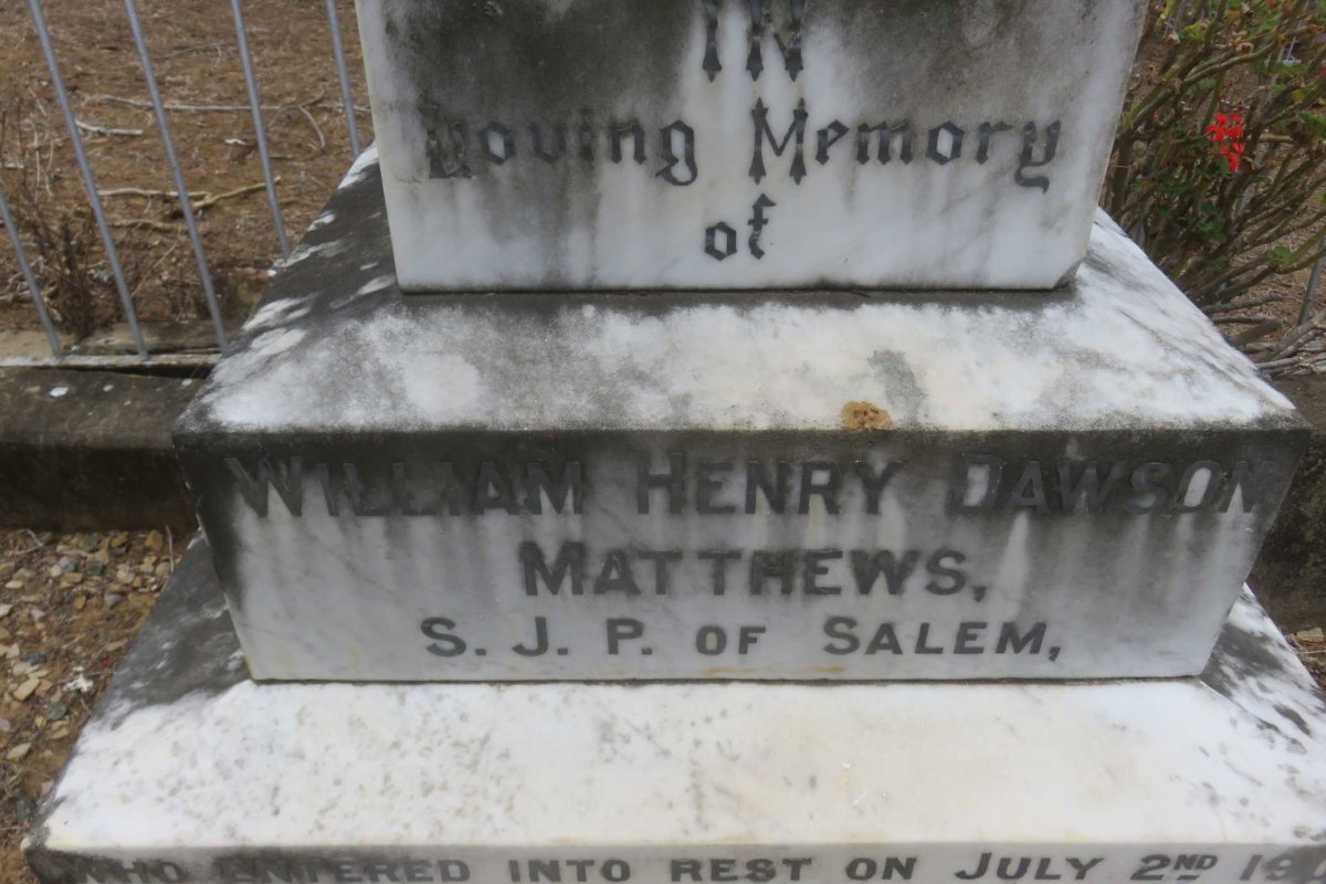 MATTHEWS William Henry Dawson -190?  &amp; Margaret Ann -1908