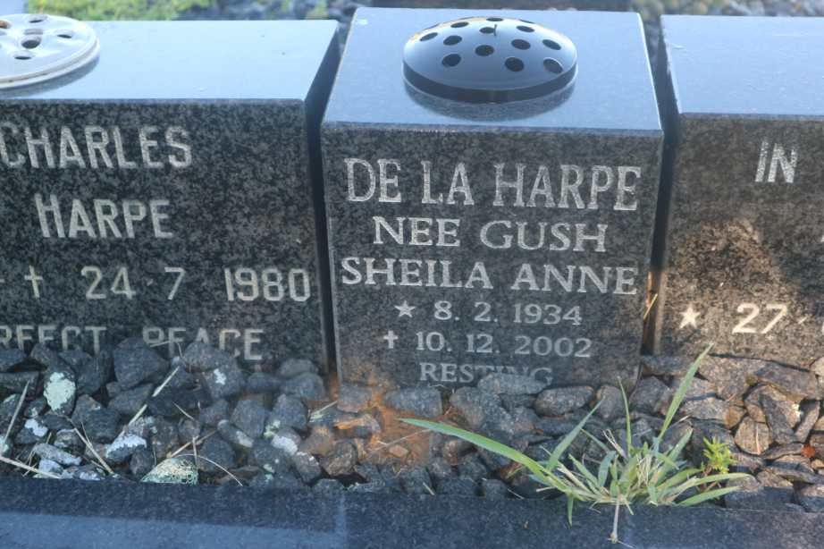 VEALL Alice nee GUSH 1916-1981 :: DE LA HARPE Hubert Charles 1930-1980 &amp; Sheila Anne GUSH 1934-2002