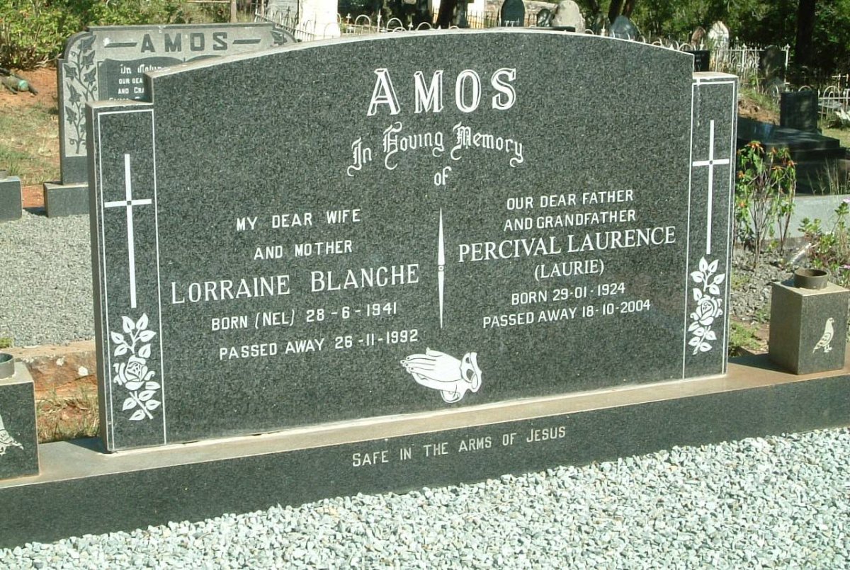 AMOS Percival Laurence 1924-2004 &amp; Lorraine Blanche  NEL 1941-1992