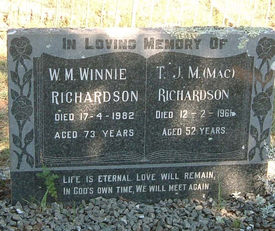 RICHARDSON T.J.M. -1961 &amp; W.M. Winnie  -1982