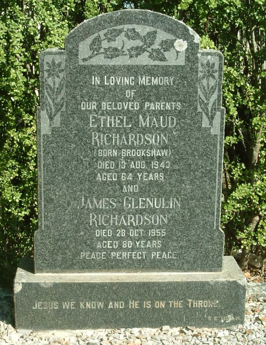 RICHARDSON James Glenulin - 1955 &amp; Ethel Maud  BROOKSHAW -1943