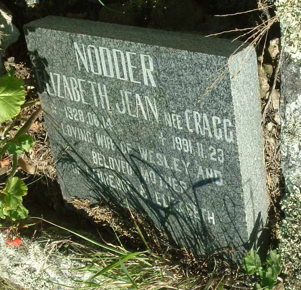 NODDER Elizabeth Jean nee CRAGG 1928-1991