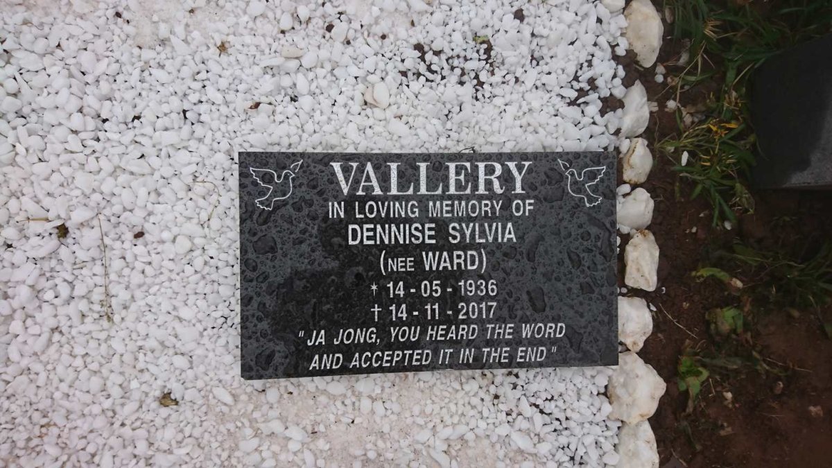 VALLERY Dennise Sylvia nee WARD 1936-2017