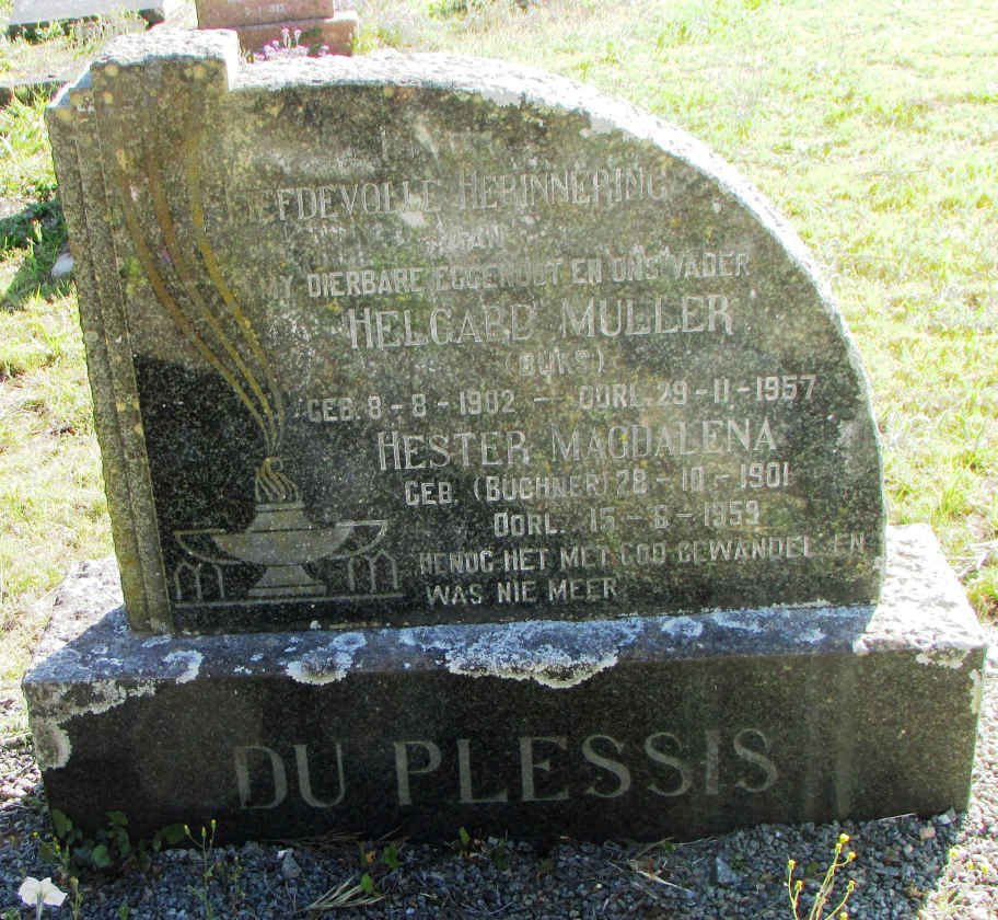 PLESSIS Helgard Muller, du 1902-1957 &amp; Hester Magdalena BUCHNER 1901-1959