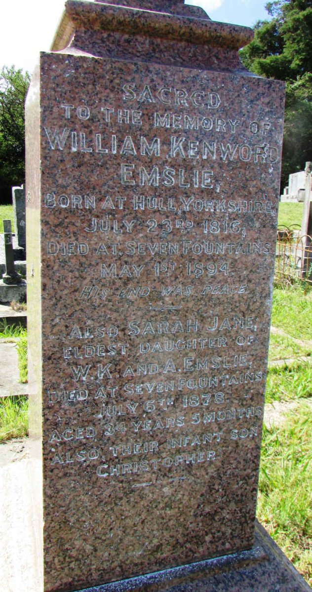 EMSLIE William Kenward 1816-1894 :: EMSLIE Sarah Jane -1878 :: EMSLIE Christopher