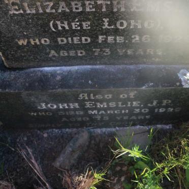 EMSLIE John -1929 &amp; Elizabeth LONG -1929