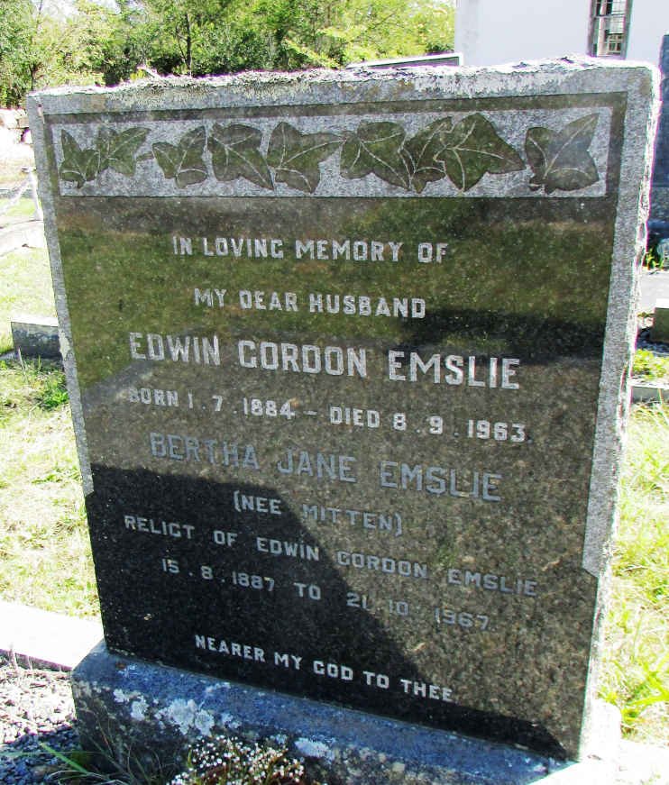 EMSLIE Edwin Gordon 1884-1963 &amp; Bertha Jane MITTEN 1887-1967