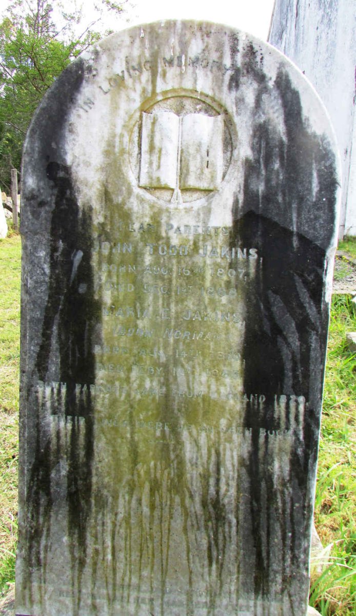 JAKINS John Todd 1807-1888 &amp; Maria E. NORMAN 1810-1885