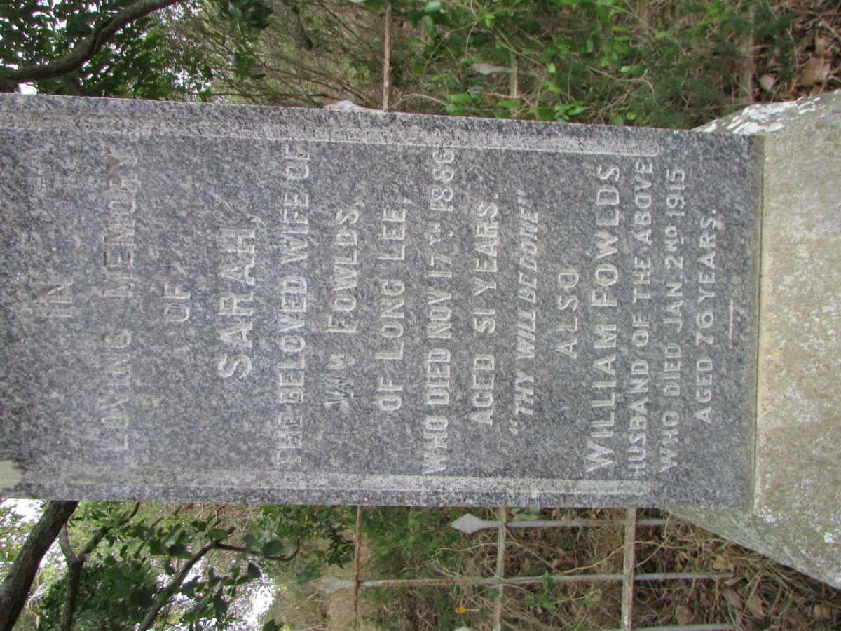 FOWLDS William -1915 &amp; Sarah -1886