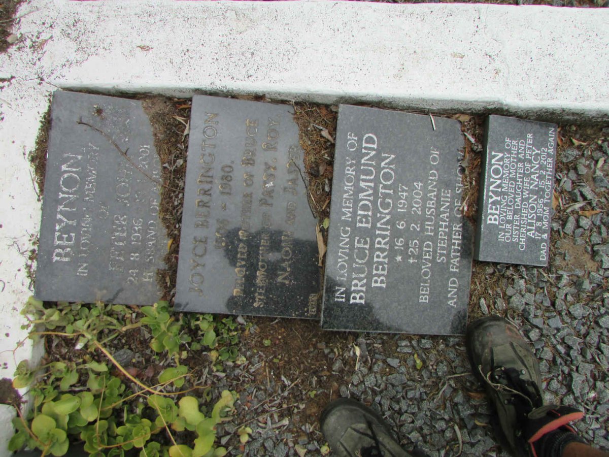 BERRINGTON Joyce 1906-1980 :: BENYON Peter John 1936-2001 &amp; Alison Nancy 1956-2012 :: BERRINGTON Bruce Edmond 1947-2004