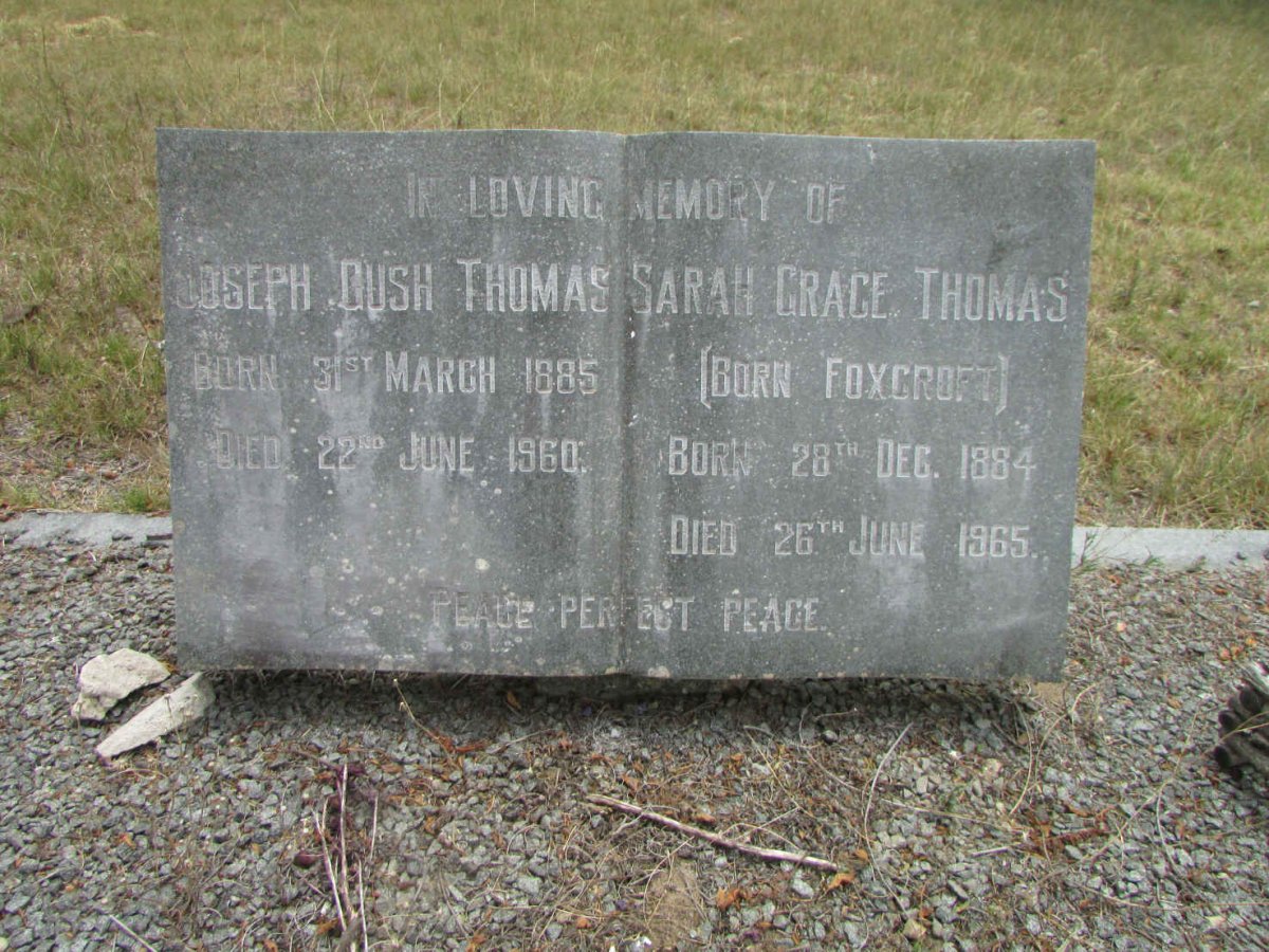 THOMAS Joseph Gush 1885-1960 &amp; Sarah Grace FOXCROFT 1884-1965