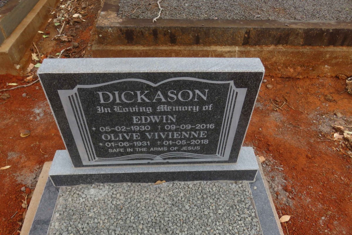 DICKASON Edwin 1930-2016 &amp; Olive Vivienne 1931-2018