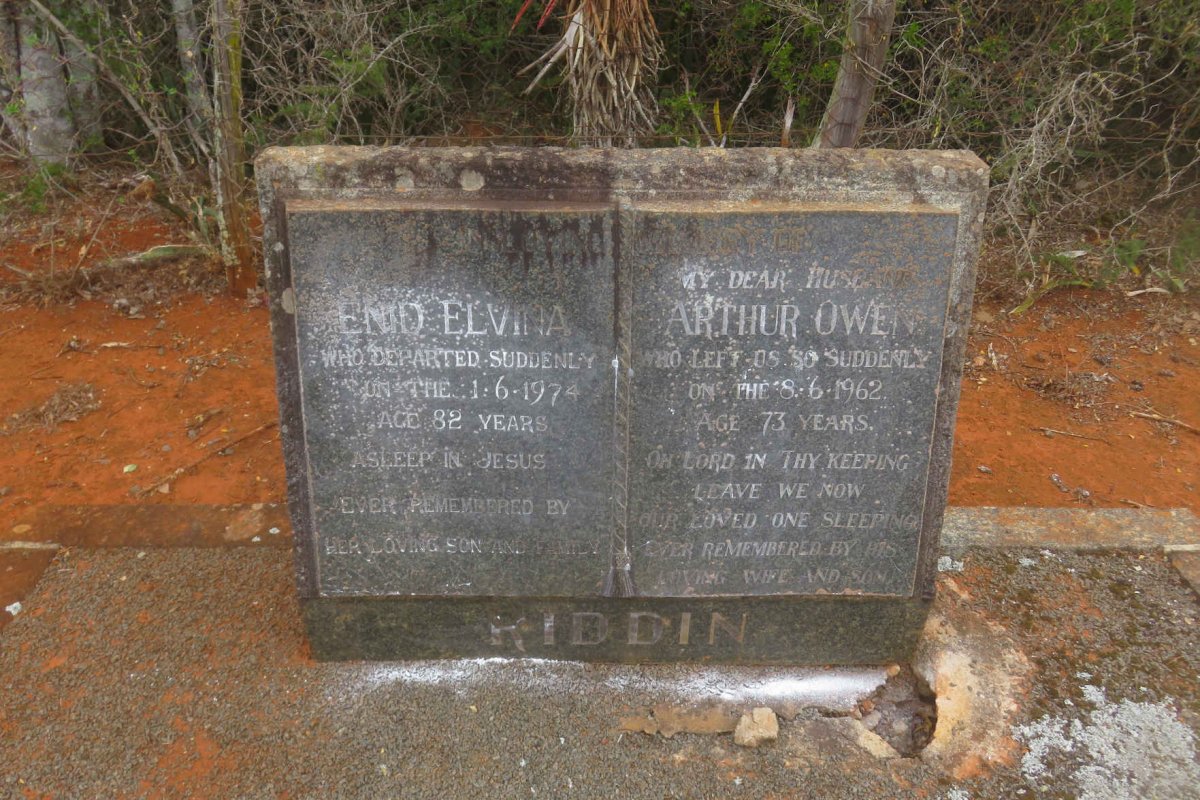 RIDDIN Arthur Owen -1962 &amp; Enid Elvina -1974