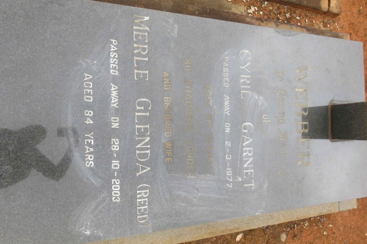 WEBBER Cyril Garnet -1977 &amp; Merle Glenda REED -2003