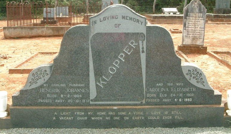KLOPPER Hendrik Johannes 1894-1972 :: KLOPPER Carolina Elizabeth born ELS 1908-1993