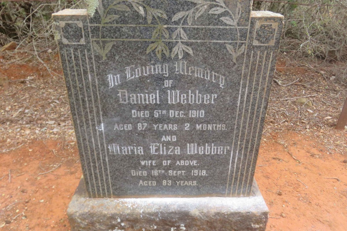 WEBBER Daniel -1910 &amp; Maria Eliza -1918