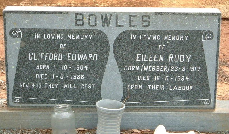 BOWLES Clifford Edward 1904-1988 &amp; Eileen Ruby WEBBER 1917-1984