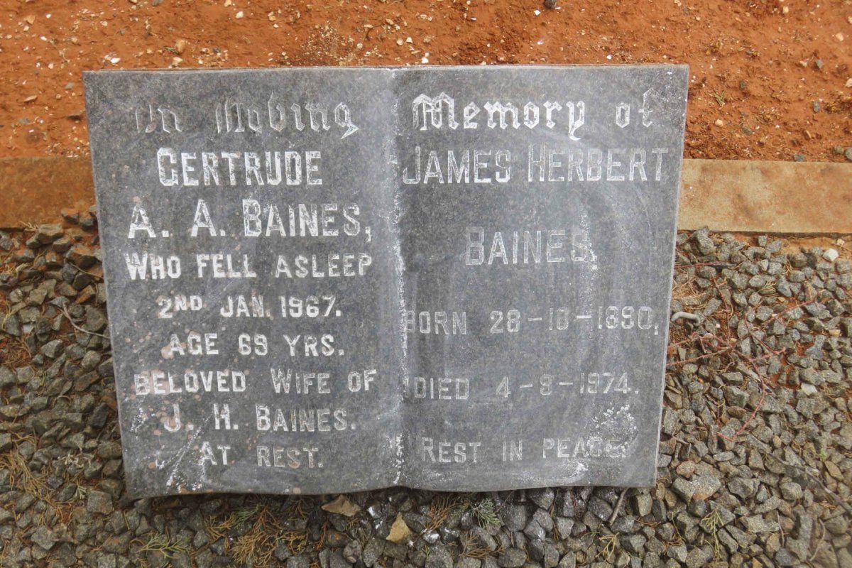 BAINES James Herbert 1890-1974 &amp; Gertrude A.A. -1967