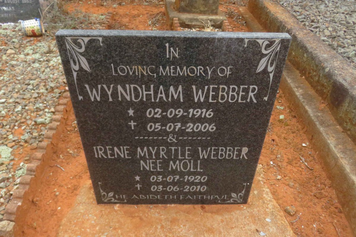 WEBBER Wyndham 1916-2006 &amp; Irene Myrtle MOLL 1920-2010