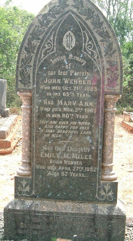 WEBBER John -1885 :: WEBBER Mary Ann -1903 :: MILES Emily M. born WEBBER -1952