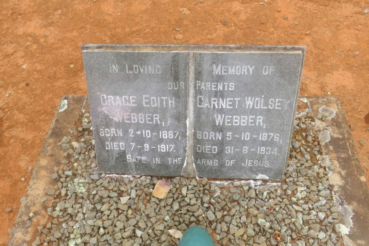 WEBBER Garnet Wolsey 1876-1934 &amp; Grace Edith 1867-1917