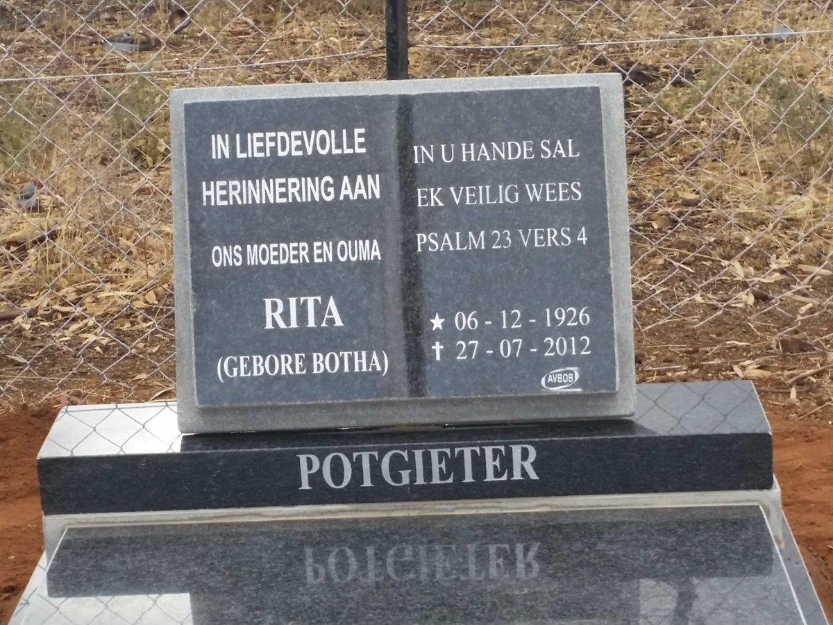 POTGIETER Margaretha Maria Magdalena nee BOTHA 1926-2012