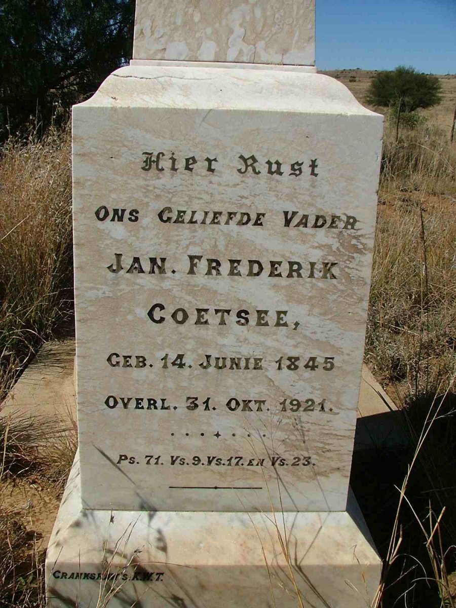 COETSEE Jan Frederik 1845-1921