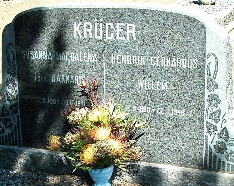 KRUGER Hendrik Gerhardus Willem 1880-1948 & Susanna Magdalena nee BARNARD 1884-1941
