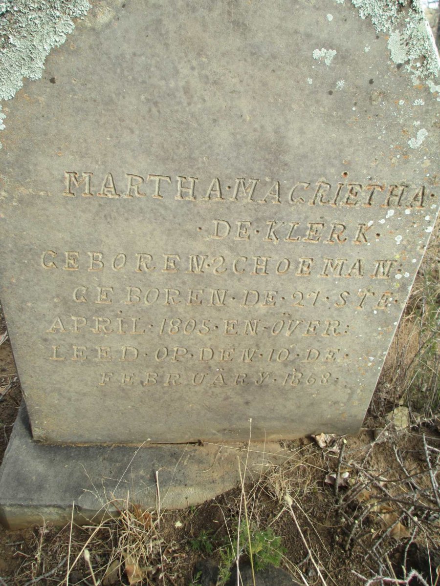 KLERK Martha Magrietha, de nee SCHOEMAN 1805-1868