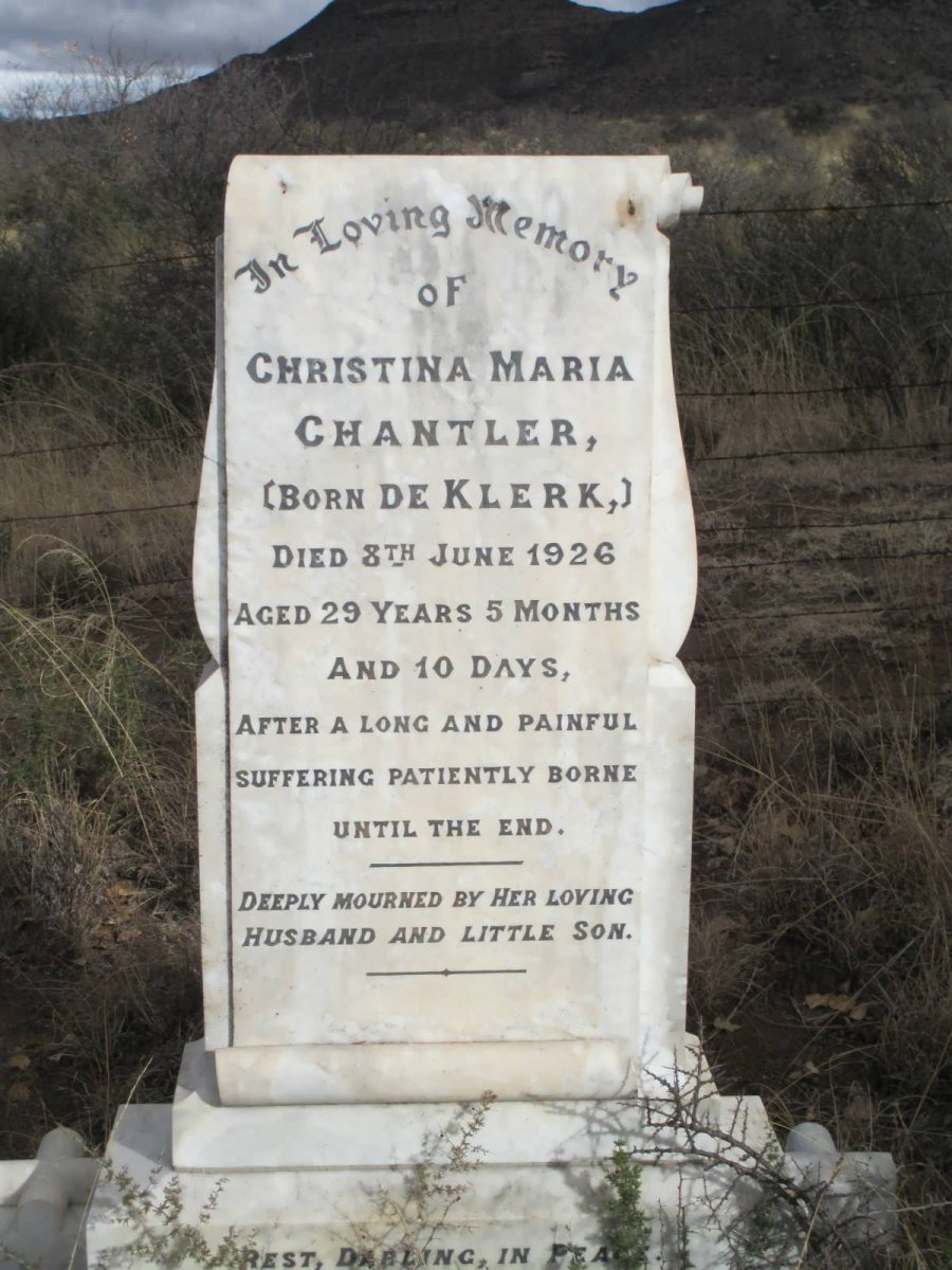 CHANTLER Christina Maria nee DE KLERK -1926