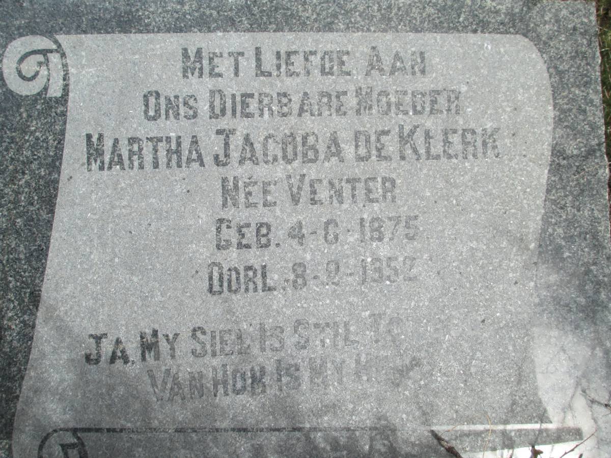 KLERK Martha Jacoba, de nee VENTER 1875-1952