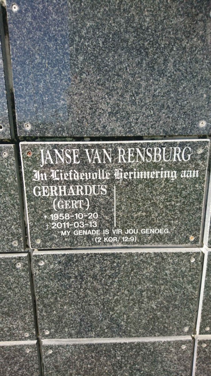 RENSBURG Gerhardus, Janse van 1958-2011