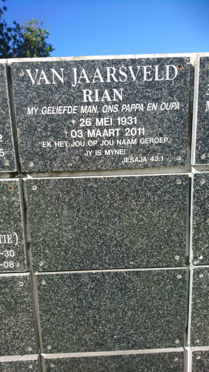 JAARSVELD Rian, van 1931-2011