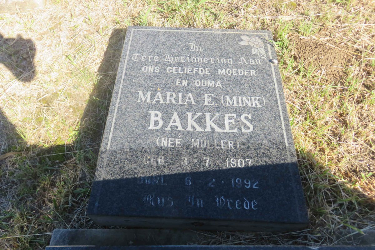 BAKKES Maria E. nee MULLER 1907-1992
