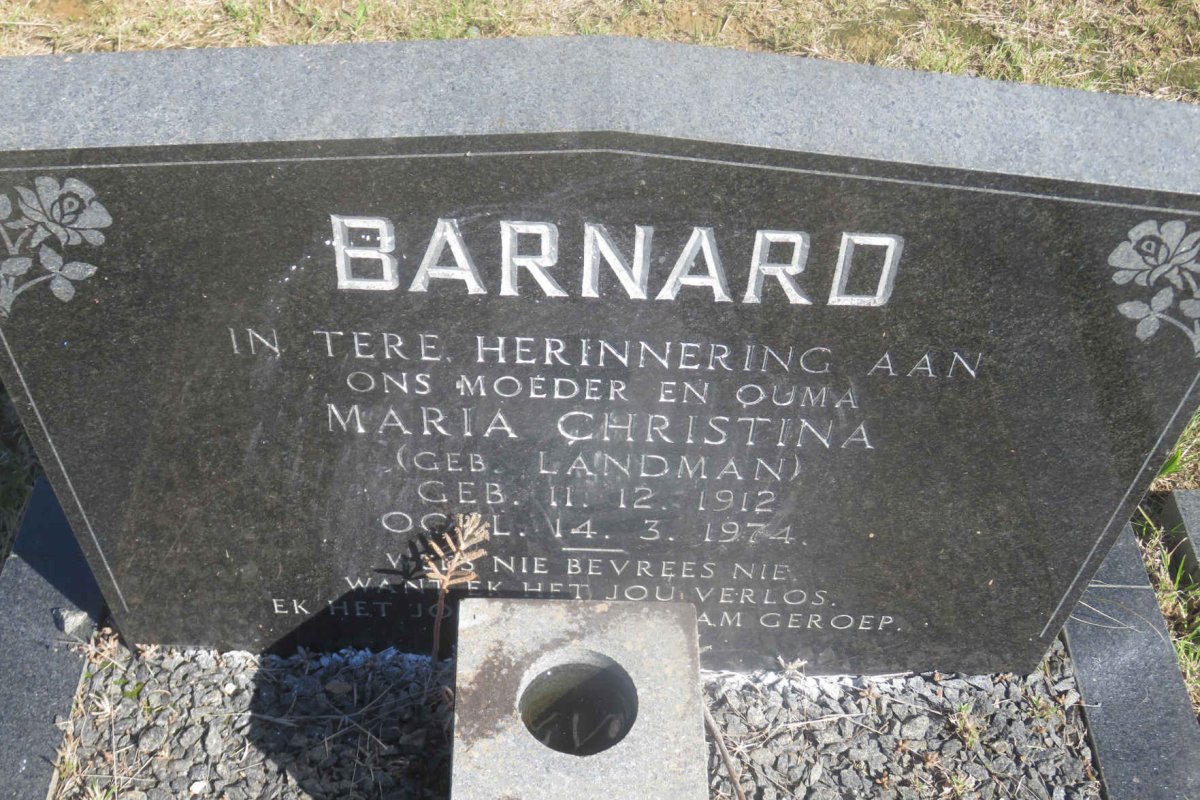 BARNARD Maria Christina nee LANDMAN 1912-1974