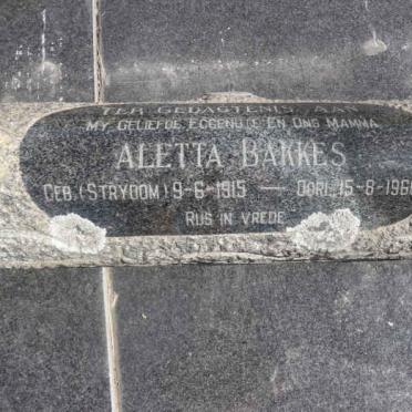 BAKKES Adriaan Izak Buchner 1916-1980 &amp; Aletta STRYDOM 1915-1966