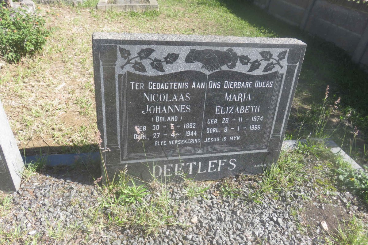 DEETLEFS Nicolaas Johannes 1862-1944 &amp; Maria Elizabeth 1874-1966