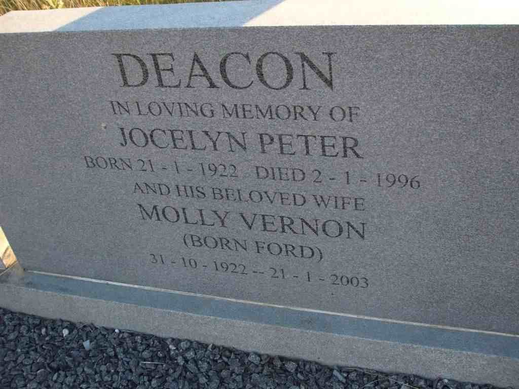 DEACON Jocelyn Peter 1922-1996 &amp; Molly Vernon FORD 1922-2003